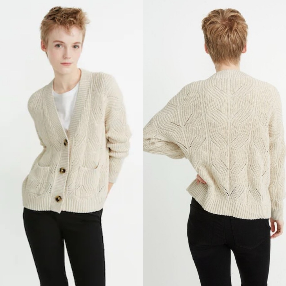 Madewell Hillview Cardigan Sweater in Antique Cream
